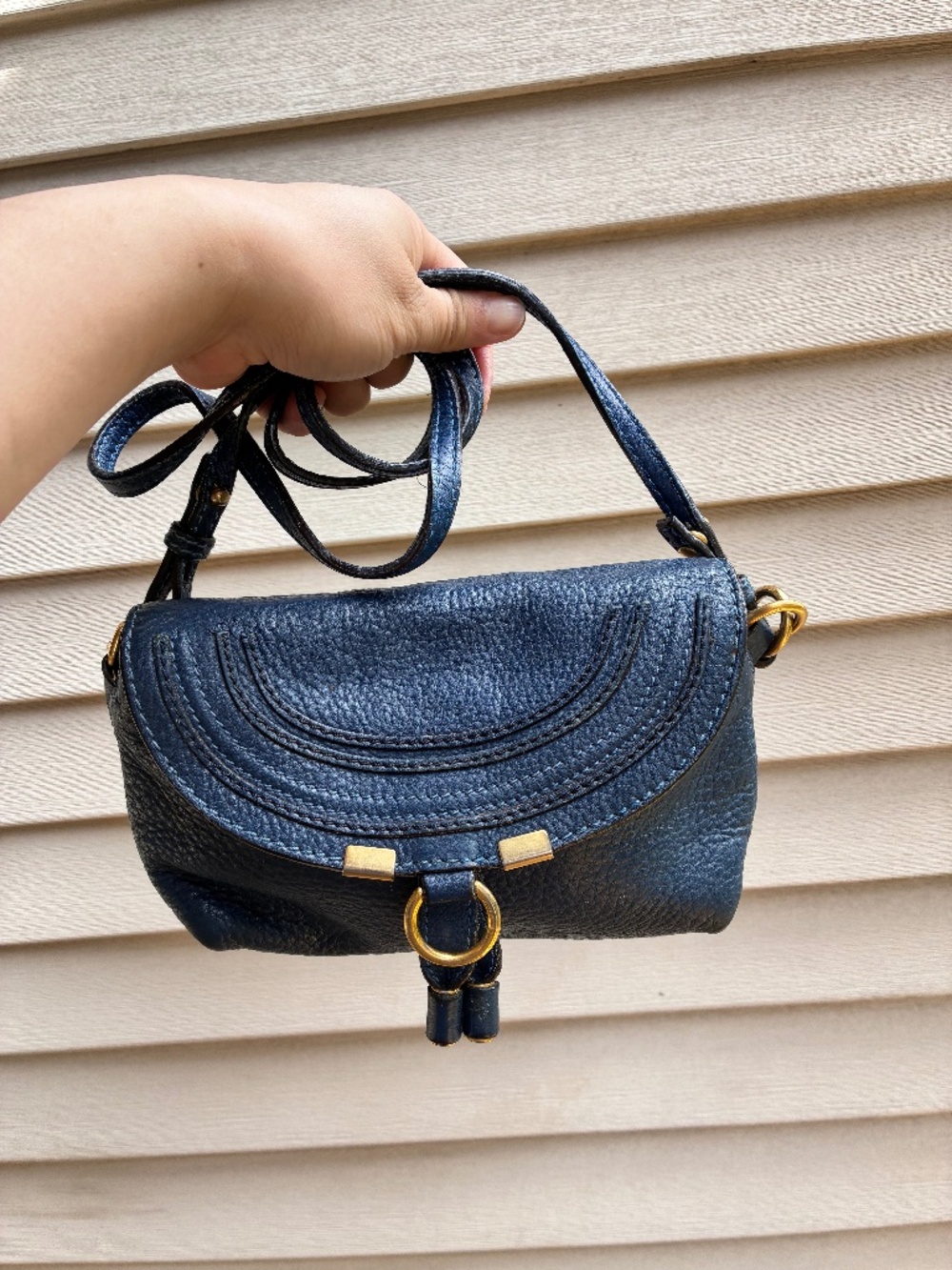 Chloe saddle blue crossbody
